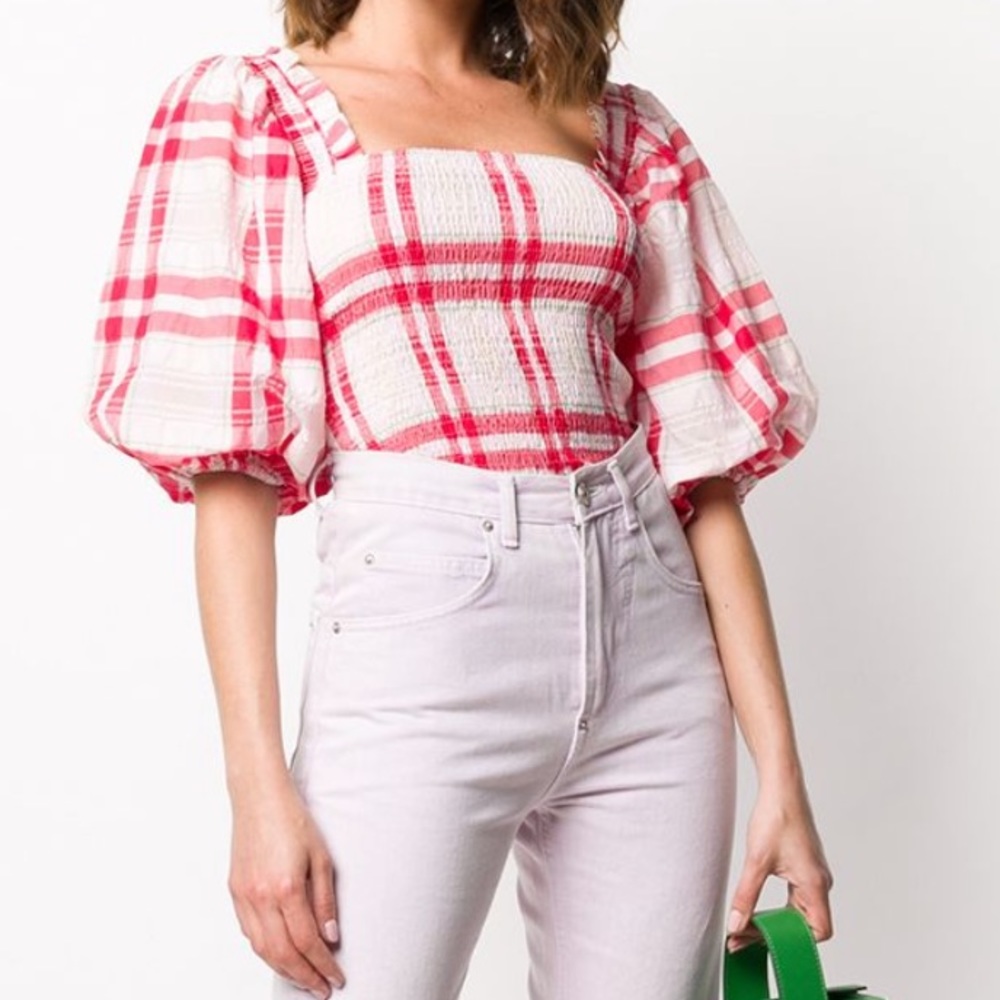 Sold ＄205 GANNI SEERSUCKER CHECK TOP